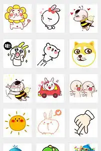  可爱卡通手绘小动物表情包卡通符号字幕素材图片模板下载4.20mb居家物品大全生活工作
