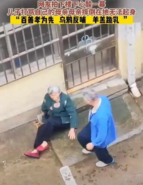  江苏男子脚踹倒地母亲,母亲倒地不仅不扶起来,反而还用脚踹