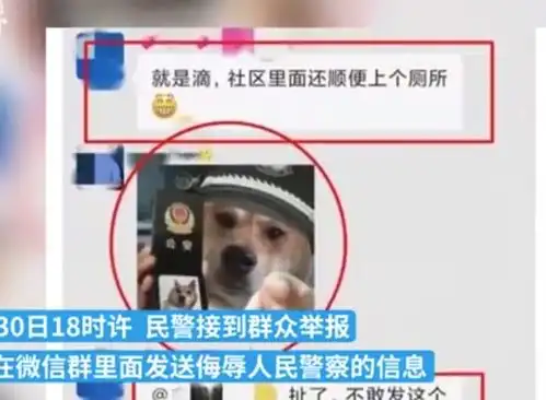  男子不满疫情防控,发狗狗警察表情包辱警被拘留9日