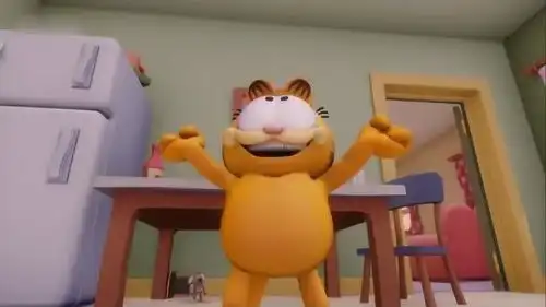  加菲猫深夜加菲猫敲醒了小老鼠,想要小老鼠帮忙找厨师