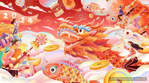  2024龙年大吉龙年卡通设计图