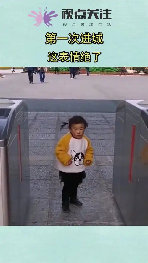  萌娃第一次进城,这表情绝了,网友能做表情包了