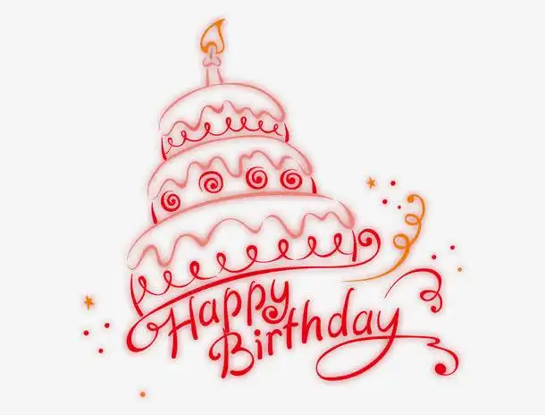  唯美精美卡通线条生日快乐蛋糕页面网页平面电商创意素材卡通线条素材