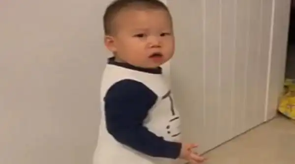  看爸爸突然不见,宝宝懵圈了,网友这表情承包了我一年的笑点