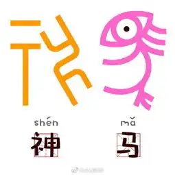  千年超萌彩色符号神马甲骨文表情包疯微博