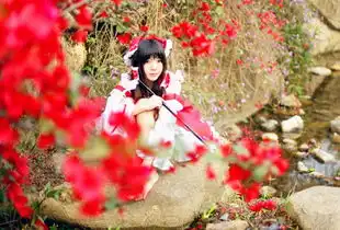  超萌美少女cos博丽灵梦赤裸双足潭边戏水4