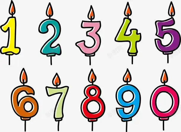  卡通数字生日蜡烛平面电商创意素材生日快乐素材