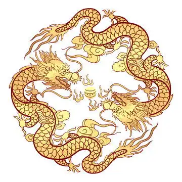  金色龙年大吉剪纸图案