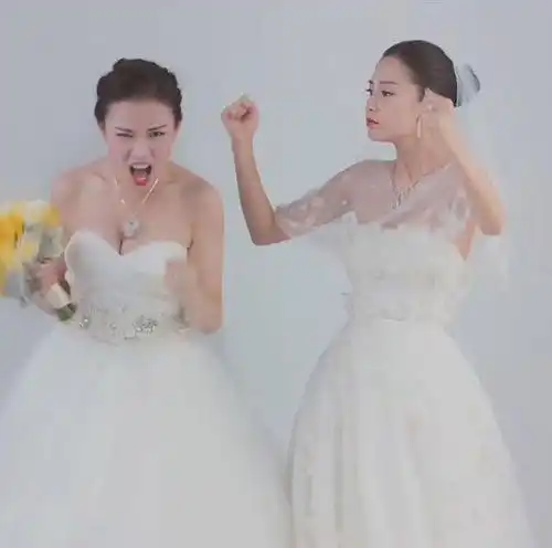  baby倪妮低胸婚纱抢捧花gif动图表情夸张搞笑