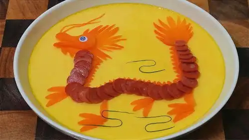  龙年创意年夜饭压轴菜,金龙贺岁,寓意龙腾四海,大展龙图太