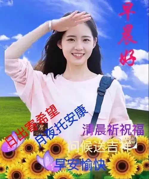  7张最新漂亮早上好问候美女动画表情包漂亮美女早安问候祝福语图片带字精选