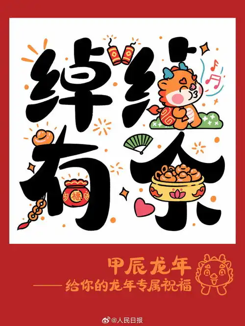  龙年卡通版吉祥话,祝你龙年大吉