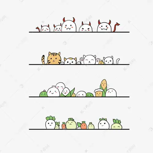  小牛猫咪玉米表情包分割线素材图片免费下载千库网